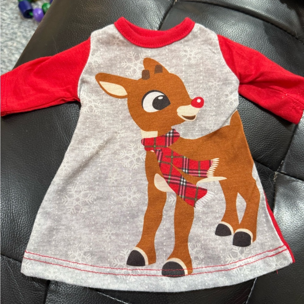 Dolls Gray Rudolph The Reindeer Christmas Nightgown Doll Gown 18” doll